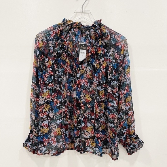 Ella Moss Wildflower Peasant Blouse Smocked Floral - Picture 6 of 12
